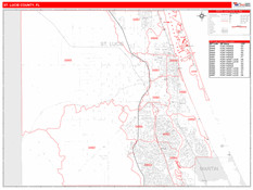 St. Lucie County, FL Digital Map Red Line Style